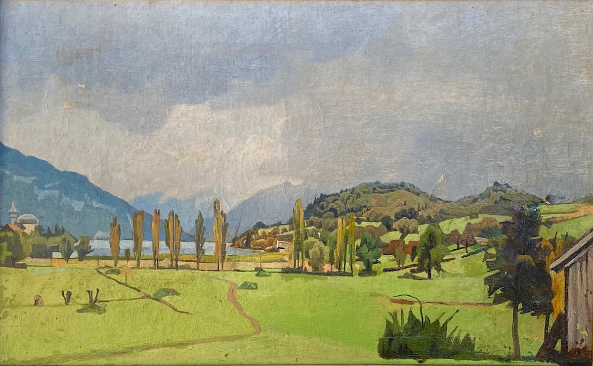 Peintre suisse 1ère  moitié du XXe siècle - Vue sur les Alpes